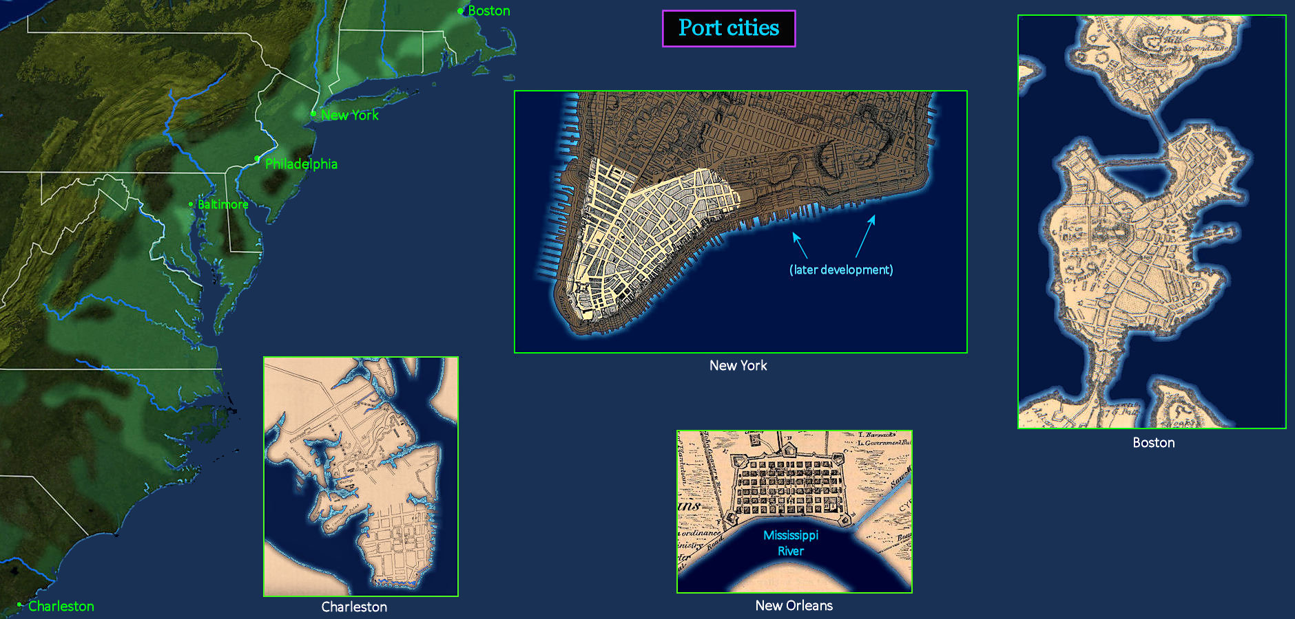 Port cities, 1750